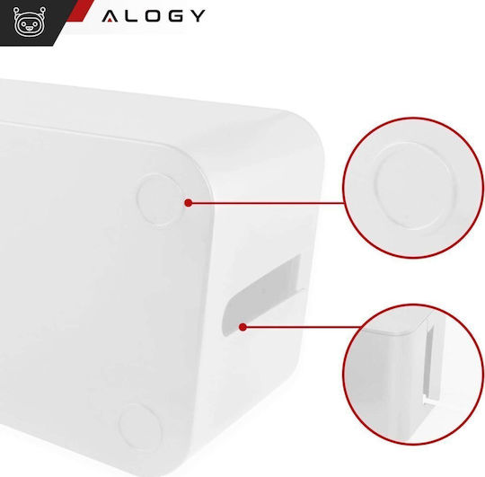 Органайзер за кабели за бюро Контейнер за пода Кутия за кабели Alogy Box L 40cm Широк Бял