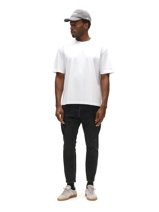 Pantaloni de Blugi pentru Bărbați Cropped Relaxed Tapered Fit Negri