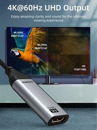 Cabletime CT-C160-PU31-CMHDFN1 Конвертор USB-C мъжки към HDMI женски 50бр