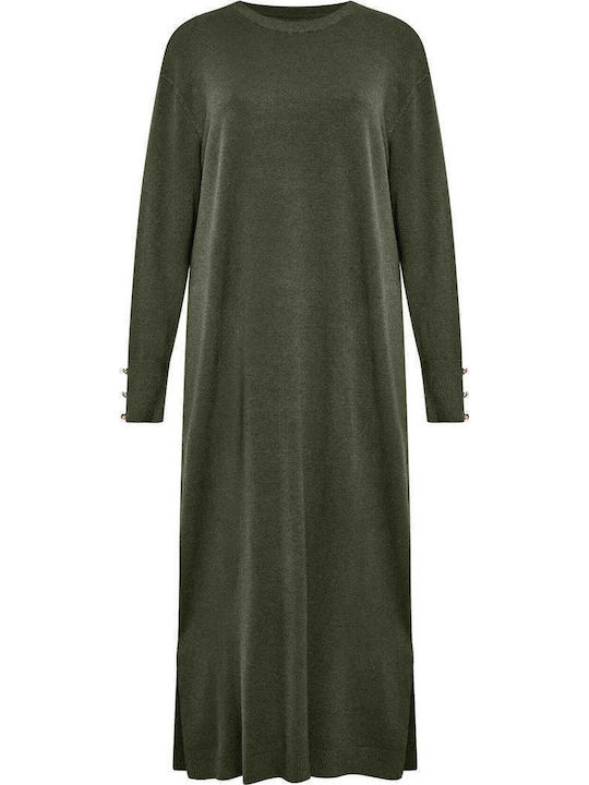 Celestino Women's Midi Knitted Loose Fit Dress Khaki
