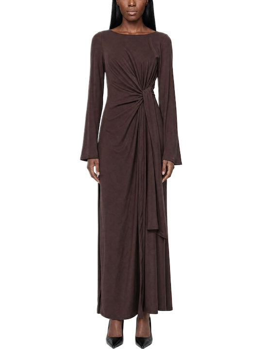 Summer Maxi Shirt Dress Wrap Brown