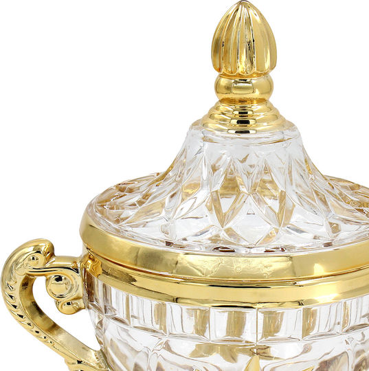Keskor Фонтаниера Стъклена С Капак 22x15x23cm Златиста Keskor Фонтаниера Стъклена С Капак 22x15x23cm Златиста