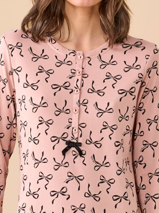 Noidinotte Winter Cotton Women's Nightgown Pink