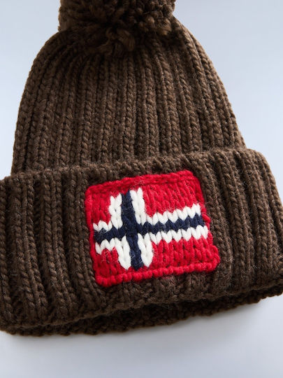 Semiury Pom Pom Beanie Men's Knitted Beanie in Brown Colour