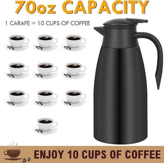 Pahar termos din oțel inoxidabil 2 l Silver/black cu mâner