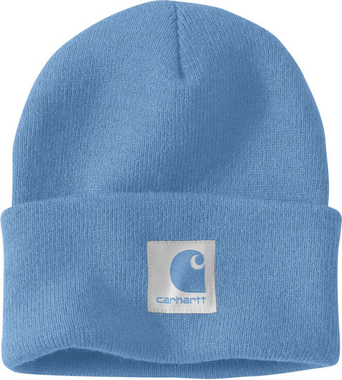 Damen Beanie mit Rib Strick in Hellblau