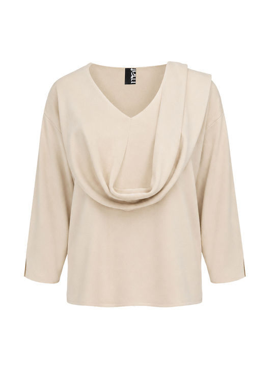 Bluza Damă Mânecă Lungă Pulover Ecru