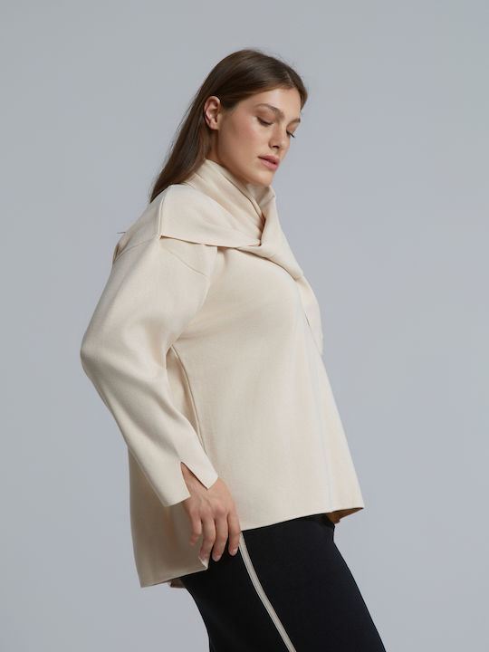 Bluza Damă Mânecă Lungă Pulover Ecru