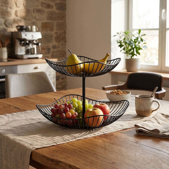 Tadar Метална ордьовърна поставка Черна Ø29cm Ш29xД24cm