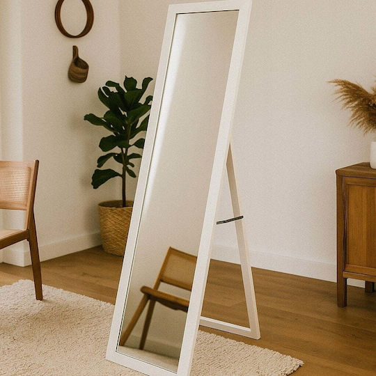 Edaxo Oglindă cu cadru alb din lemn 127x37cm