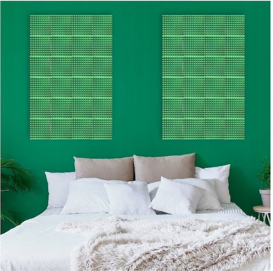 3D Wall Panels Foam Adhesive with Glue Green 50x50x5cm 10 Pieces