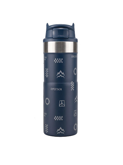 Emerson Бутилка Термос Пластмасов / Неръждаема Стомана Без BPA 450ml Екологичен 262.EU99.150-Pr634-Син