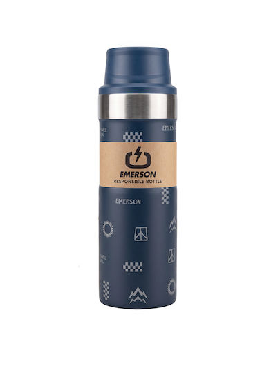 Emerson Бутилка Термос Пластмасов / Неръждаема Стомана Без BPA 450ml Екологичен 262.EU99.150-Pr634-Син