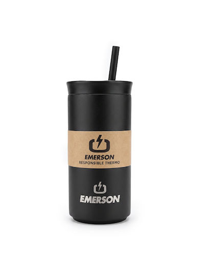 Emerson Thermos Bottle Plastic / Stainless Steel BPA Free 400ml Eco Friendly with Straw