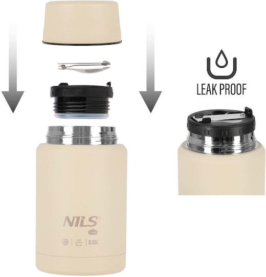 Nils Thermos Bottle Stainless Steel 550ml Beige Lunch Thermos Nils Camp