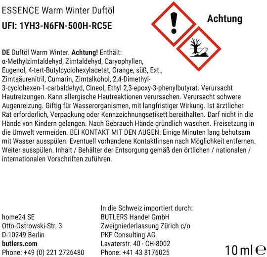 Essence Ароматно Масло Warm Winter 10ml Диаметър 2,4 X Височина 6cm Капацитет 10 Ml
