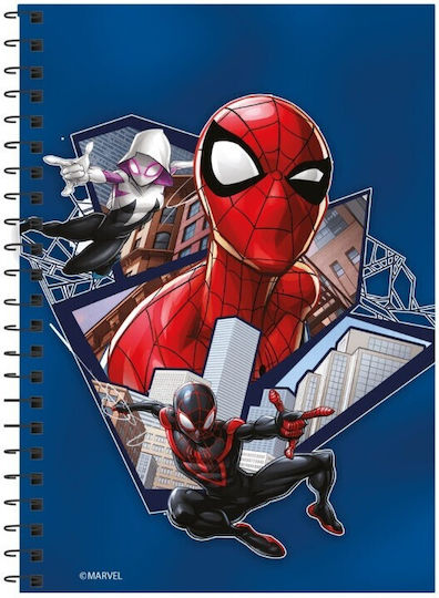 Spiderman Caiet Școlar Spirală Cu Dungi B5 60 Foi De Hârtie 2 Separatoare