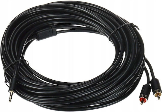 Unitek 3.5mm Jack Cable 3.5mm Male - 2x RCA Male Black 10m With Gold Plated Terminals C19024BK01
