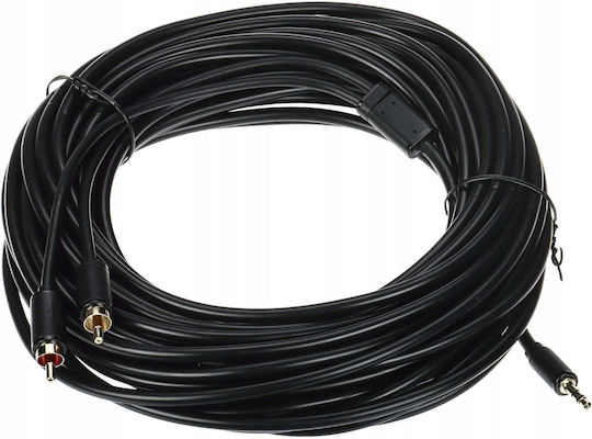 Unitek 3.5mm Jack Cable 3.5mm Male - 2x RCA Male Black 15m With Gold Plated Terminals C19025BK01