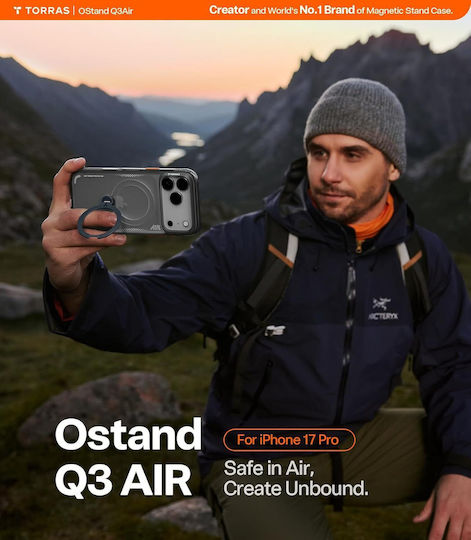 Калъф Torras Ostand Spin Air Q3 Magsafe Стойка Черен За iPhone 18 Pro Max/17 Pro Max