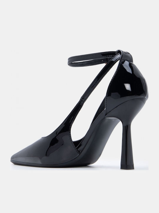 Spitze Zehen Pumps mit Riemen & Hochhackige Schwarze