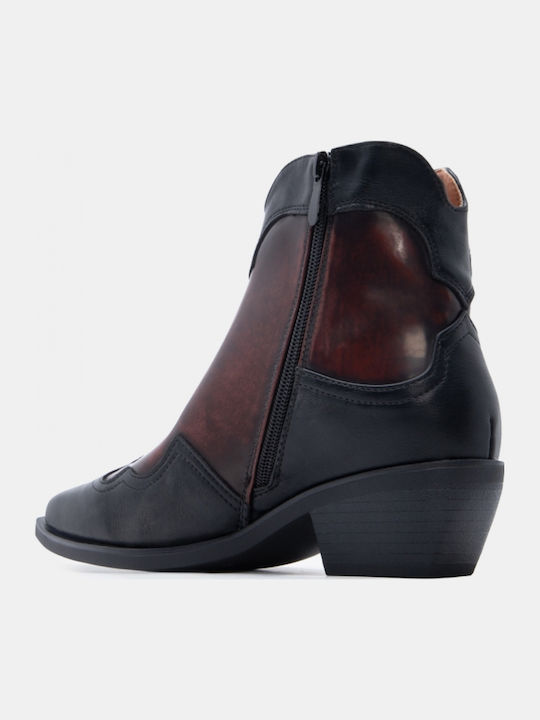 Suede Women's Ankle Boots Cowboy with Medium Heel Burgundy