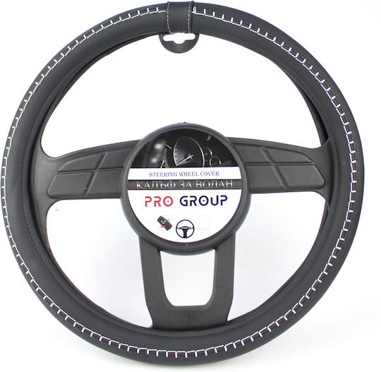 Steering Wheel Cover 38 Cm Black White Stitching 386