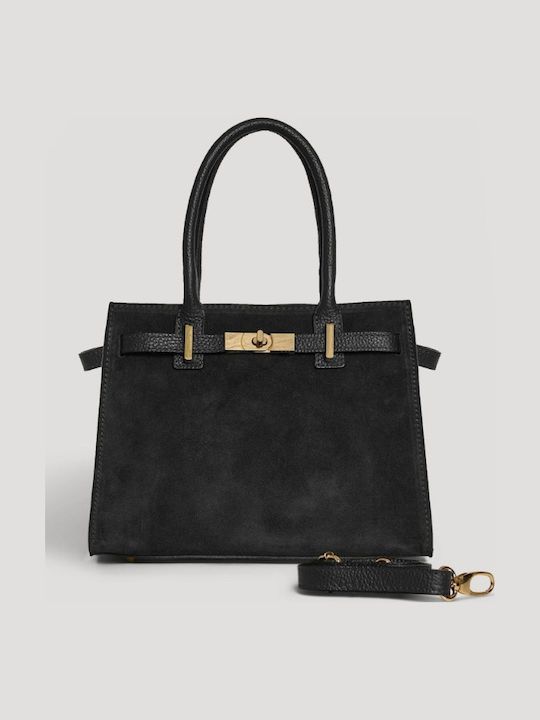 Leather Women's Handbag Suede Black