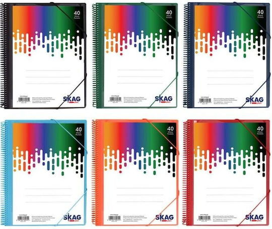 Skag Spiral Buch anzeigen A4 21x29,7cm Transparente Hülle Für Außendeckel Gummi 40 Stück Verschiedene Farben 305341