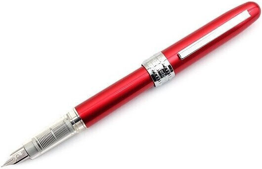 Platinum Plaisir Fountain Pen Medium Red Aluminum With Red Ink