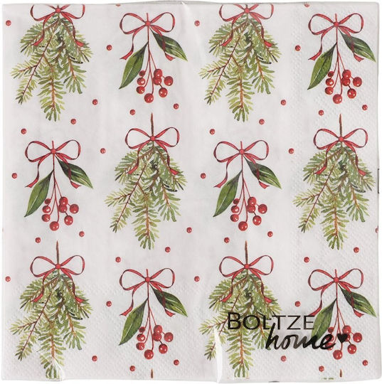 Msa Party Napkins 2/Ass 20 Pieces Green Fir Noelle Red White Green Paper