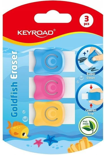Keyroad Σετ Γόμες για Μολύβι (Διάφορα Χρώματα) 3τμχ