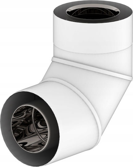Spiroflex Ъгъл Двойна Стена 90° Котел Турбо 80/125мм Бял Стомана Corten Sx-td80/125k90b
