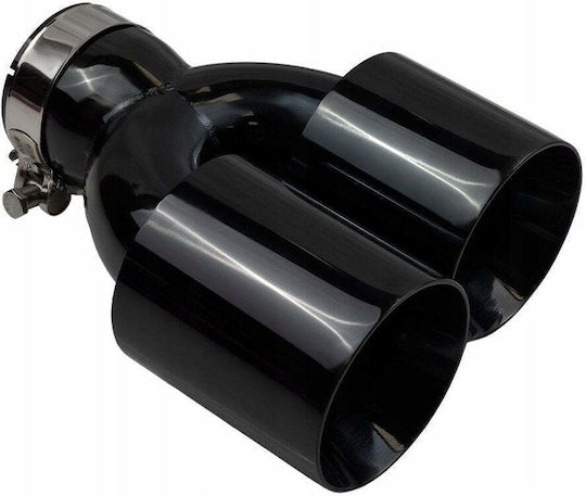 Mtuning Kaminrohre Auslass Typ: 35 89mmx2 Eingang 70mm Schwarz Chrom Set