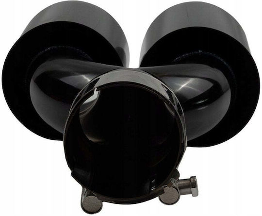 Poujoulat Kaminrohr Abschluss Typ 35 89mmx2 Eingang 76mm Schwarz Chrome Set
