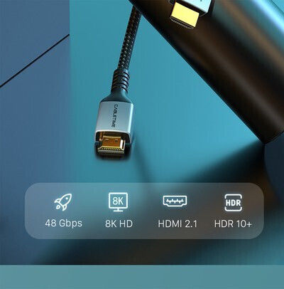 Cabletime HDMI 2.1 Geflochtenes HDMI-Kabel HDMI-Stecker - HDMI-Stecker 2m Schwarz