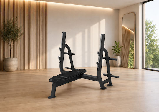 MegaFitness Οριζόντιος Πάγκος Γυμναστικής με Ορθοστάτες