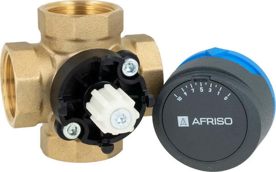 Afriso Set zur Einstellung Proclick Vierwege Drehbare Mischventil Arv 484 Proclick Dn25 Rp1 Kvs 9 + Elektrischer Aktor Arm 343 Proclicka