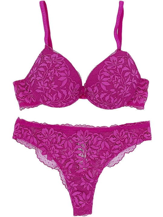 Lormar Spitzen Unterwäsche-Set für Damen BH mit Brasilien Fuchsie