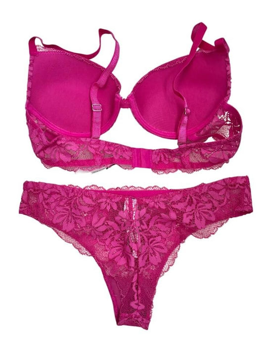 Lormar Spitzen Unterwäsche-Set für Damen BH mit Brasilien Fuchsie