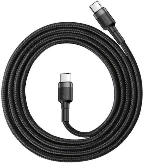 Baseus Braided USB 2.0 Cable USB-C Male - USB-C 60W PD Black 1m CATKLF-GG1