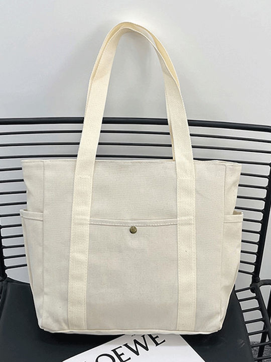 Υφασμάτινη Γυναικεία Shopper Τσάντα Λευκή