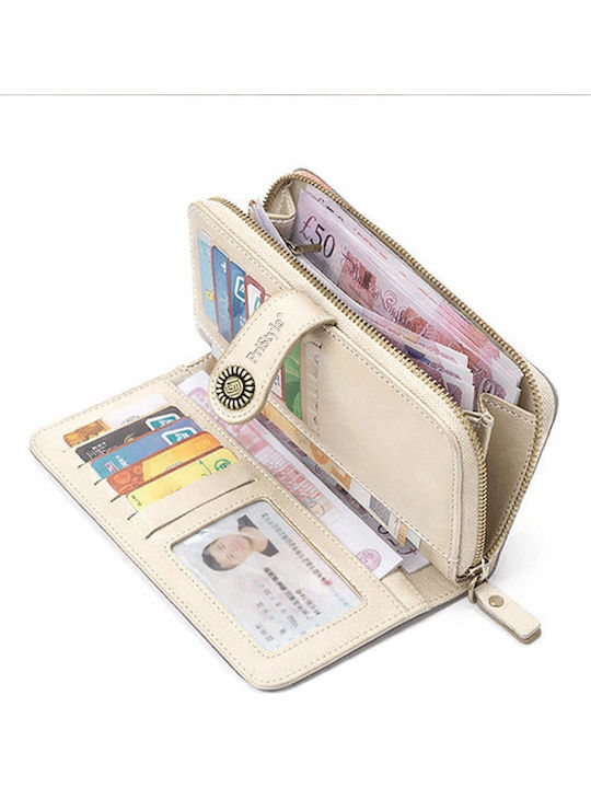 Portofel mare din piele pentru femei cu RFID ecru