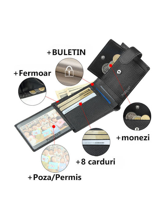 Portofel bărbătesc din piele cu RFID gri