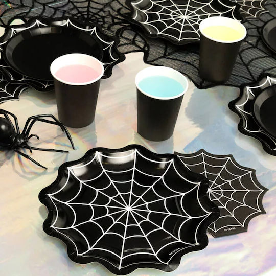 Black Spider Web Paper Plates 6 Pieces