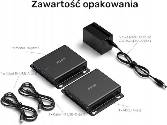 Unitek Usb Hub Usb Extender 5 Gb S 100 M Over Ethernet Hub