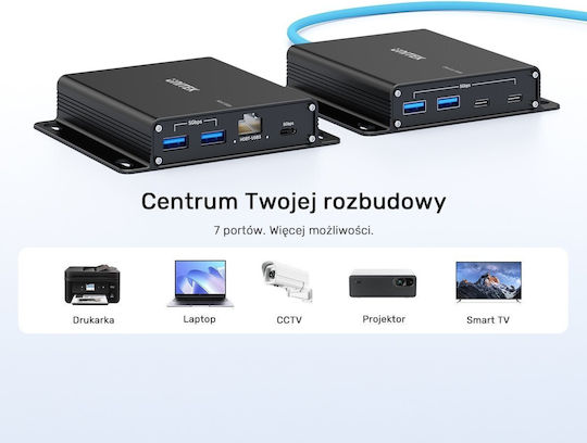 Unitek Usb Hub Usb Extender 5 Gb S 100 M Over Ethernet Hub