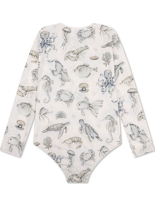 Swim Essentials Kinder Badebekleidung Einteilig Mit Langen Ärmeln Weiß