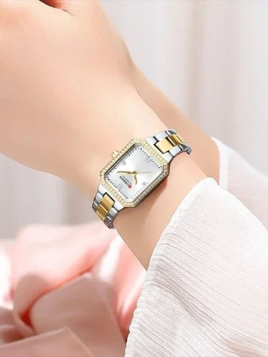 Curren Women's Watch 23mm Battery with Steel Bracelet Silver/Gold/White
