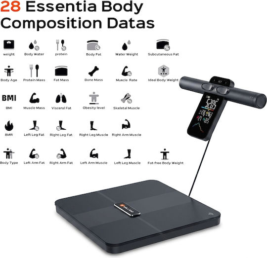Bluetooth Badezimmerwaage Körperwaage mit 8 Elektroden